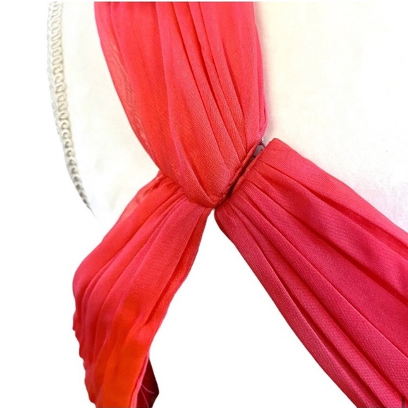 Hannah S Salmon Pink Coral Chiffon Embossed One-shoulder Prom Party Dress 10 Y2K - Picture 11 of 16